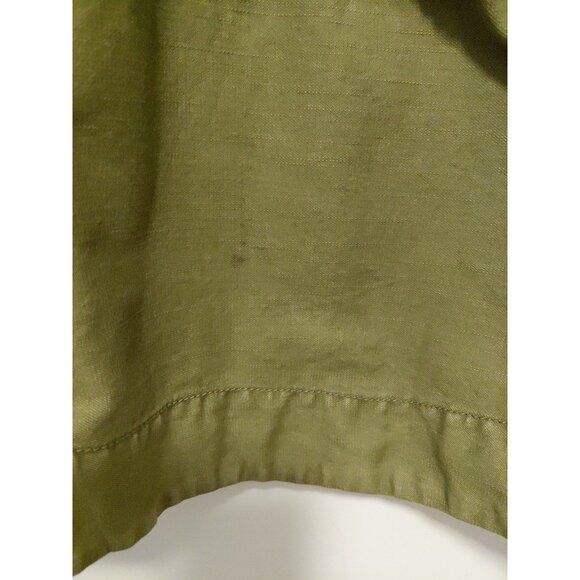 Free People Sweet Surrender Military Green Denim Dress Puff Sleeves Large - Picture 12 of 12